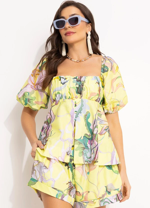 Farm - Blusa Mangas Amarelo 10