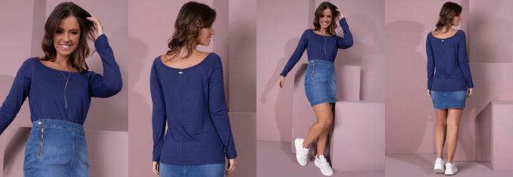 Blusa Marinho Ombro a Ombro