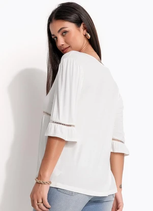 Quintess - Blusa Off White em Malha de Viscose - QUINTESS