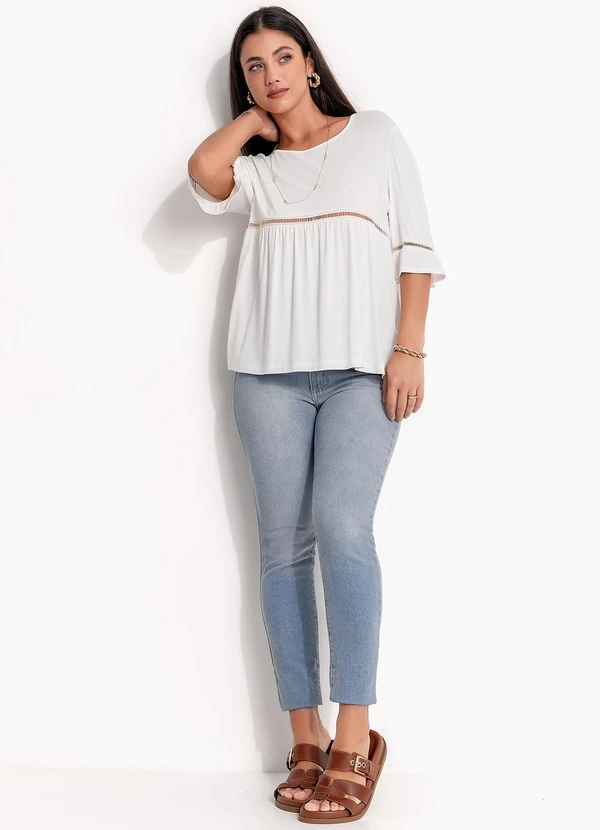 Quintess - Blusa Off White em Malha de Viscose 3