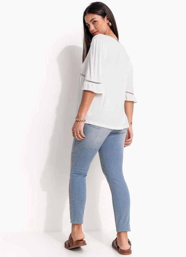 Quintess - Blusa Off White em Malha de Viscose 5