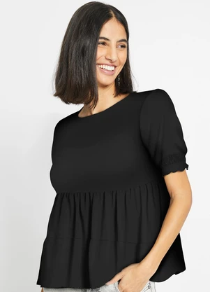 bonprix - Blusa Preta em Malha Crepe - BONPRIX