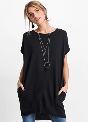 bonprix - Blusa Preta em Moletinho - BONPRIX