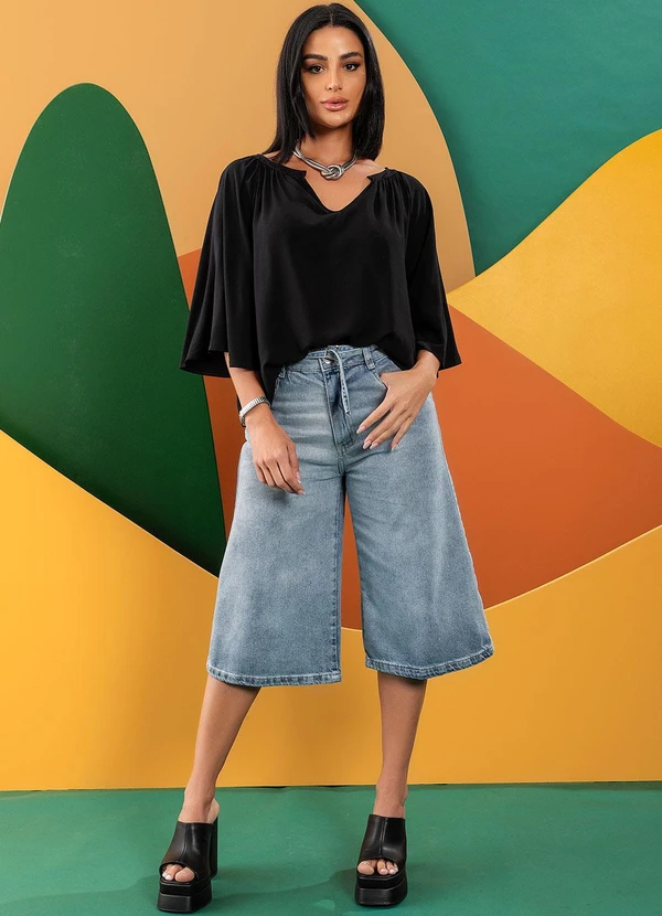 Quintess - Blusa Preto em Viscose Plana 4