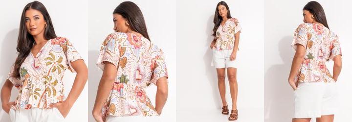Blusa Selva Colorida em Malha Texturizada