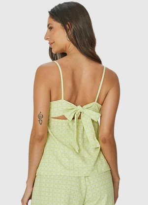 Malwee - Blusa Verde Limão Bata Arabesco com Amarração - MALWEE