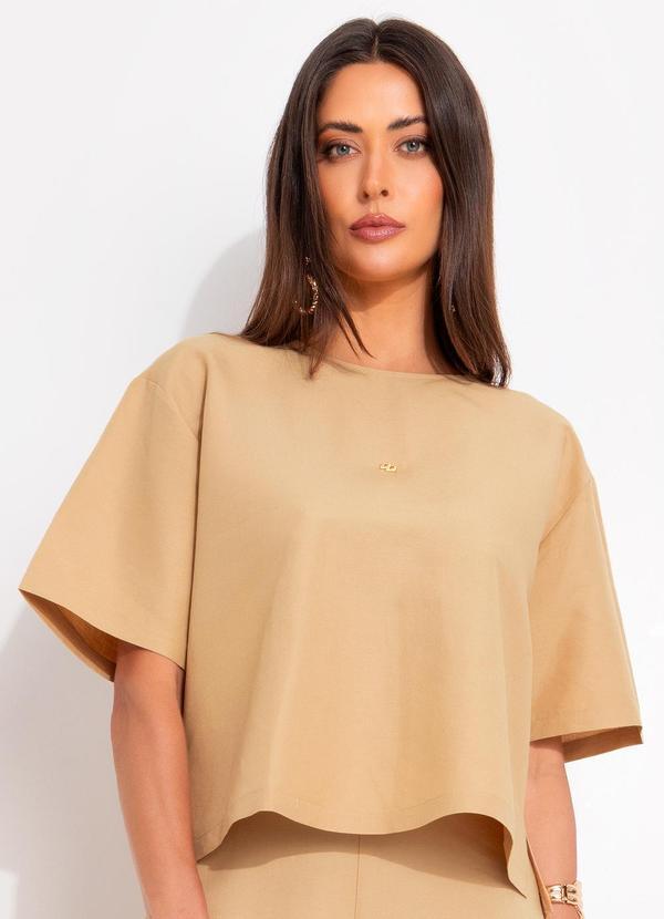 Colcci - Camiseta Viscolinho Bege