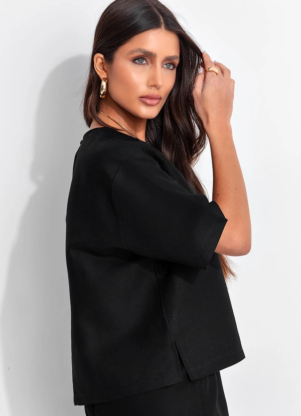 Colcci - Camiseta Viscolinho Preto 9