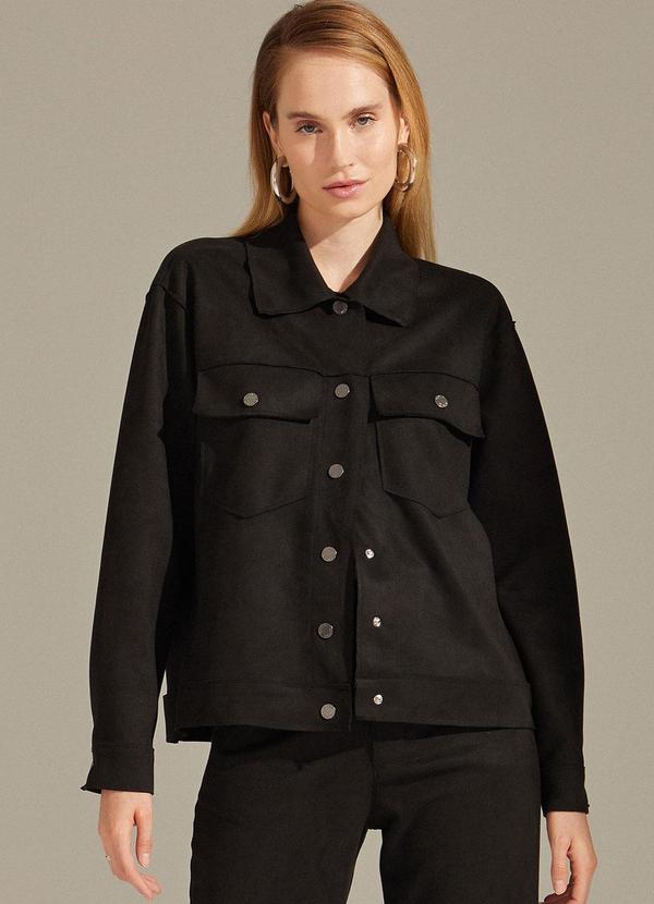 Linzzi - Casaco em Scuba Suede Preto