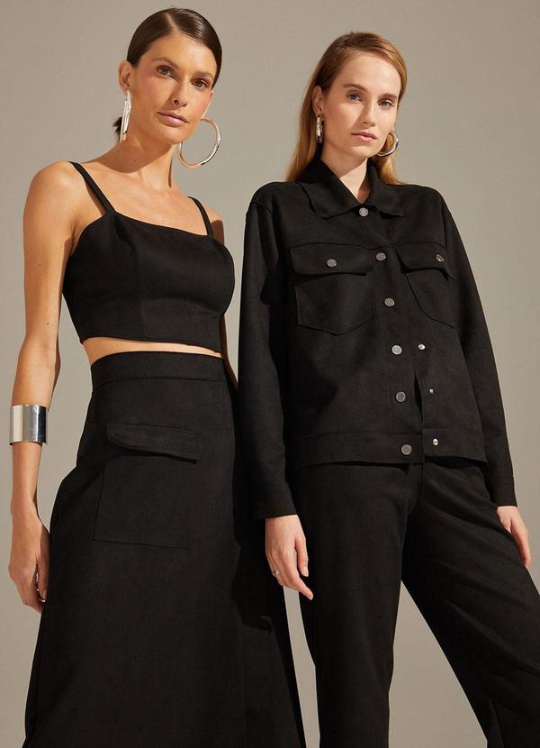 Linzzi - Casaco em Scuba Suede Preto 3