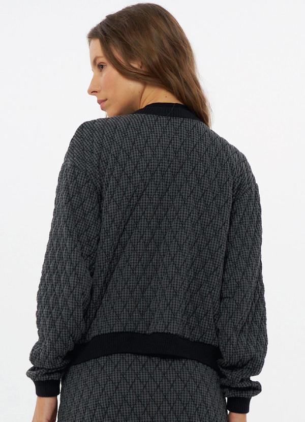 Linzzi - Jaqueta Bomber em Jacquard de Metalasse Preto 2