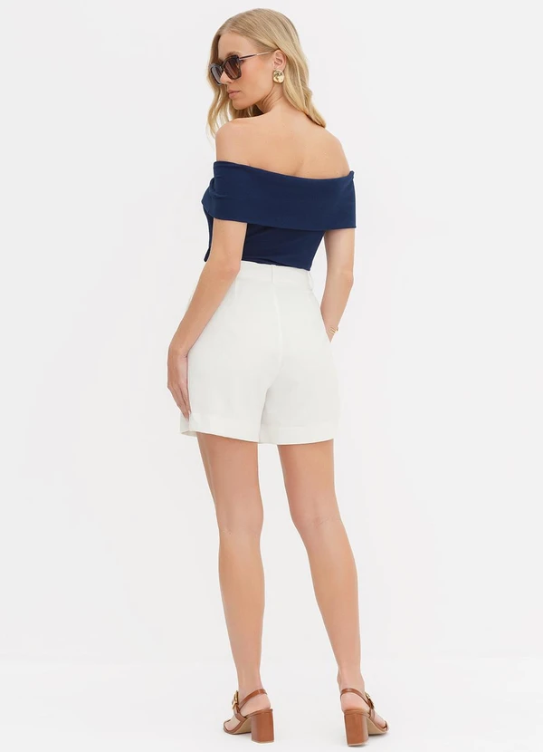 Principessa - Bermuda Alfaiataria Clássico em Linho Off White Poliana 4