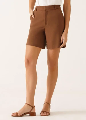 Principessa - Bermuda Alfaiataria em Linho Marrom Taisa - PRINCIPESSA
