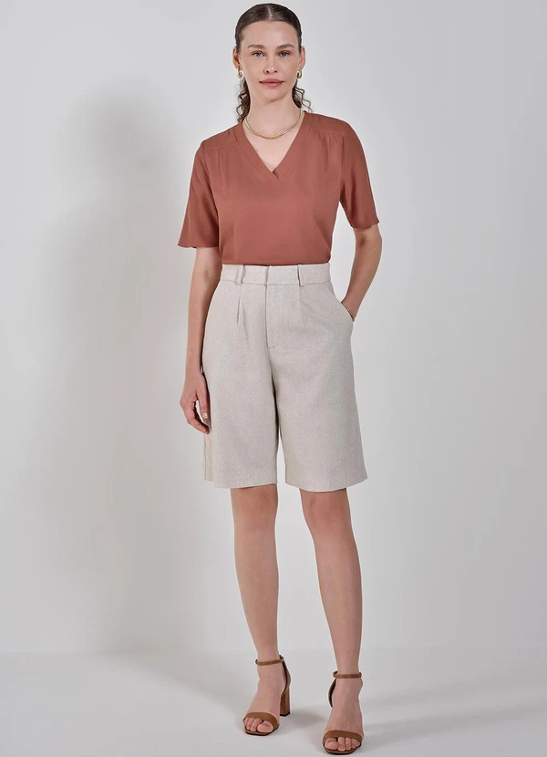 Principessa - Bermuda Alongada de Linho Antonita Cru 3