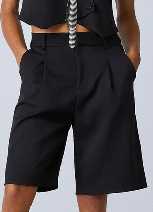 Authoria - Bermuda Alongada Preta de Alfaiataria Preto - AUTHORIA