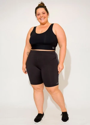 Janfer - Bermuda Barbara Plus Size Poliester Preto - JANFER