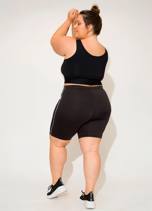 Janfer - Bermuda Barbara Plus Size Poliester Preto - JANFER