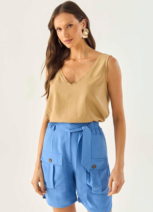 Carlota Costa - Bermuda Bolsos com Amarração Azul 5