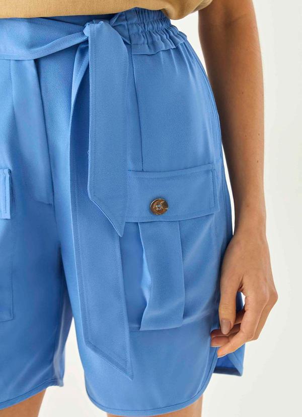 Carlota Costa - Bermuda Bolsos com Amarração Azul 6