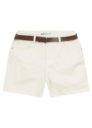 Malwee - Bermuda Boyfriend em Sarja Off White - MALWEE