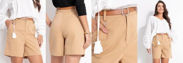 Bermuda Caqui em Algodo com Polister
