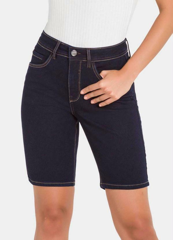 Lunender - Bermuda Ciclista Chapa Barriga Jeans Escuro 1