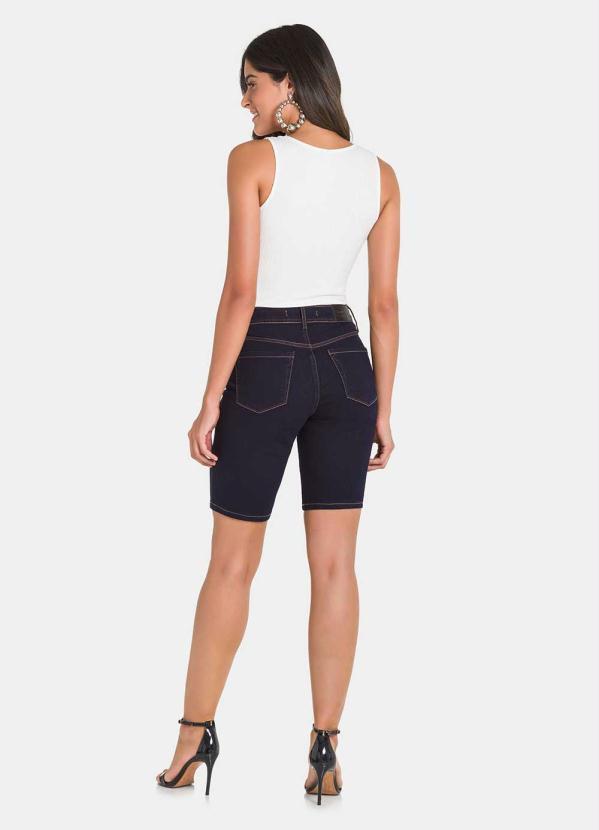 Lunender - Bermuda Ciclista Chapa Barriga Jeans Escuro 4