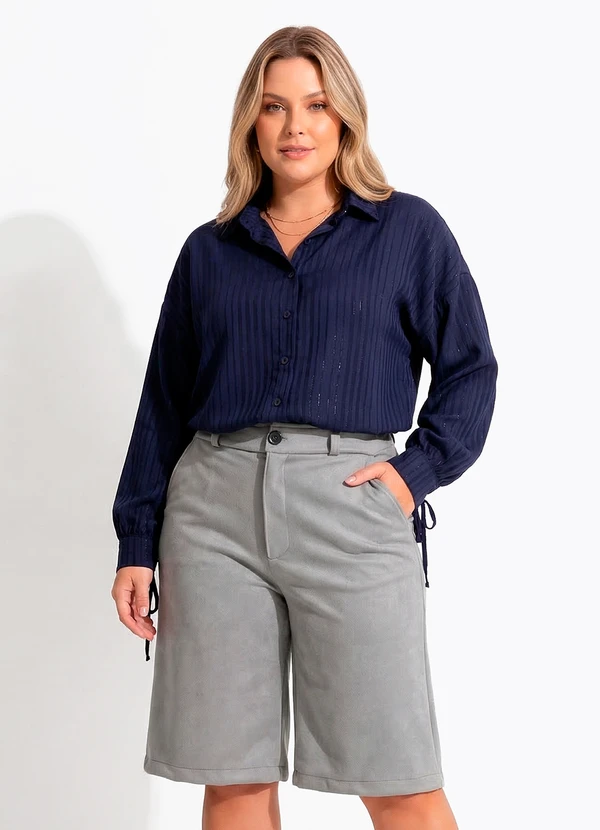 Quintess - Bermuda Cinza em Malha Suede 13