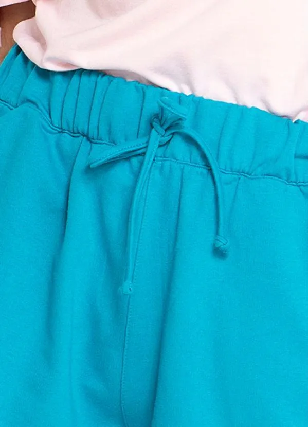 Queima Estoque - Bermuda com Amarração Azul Turquesa 3
