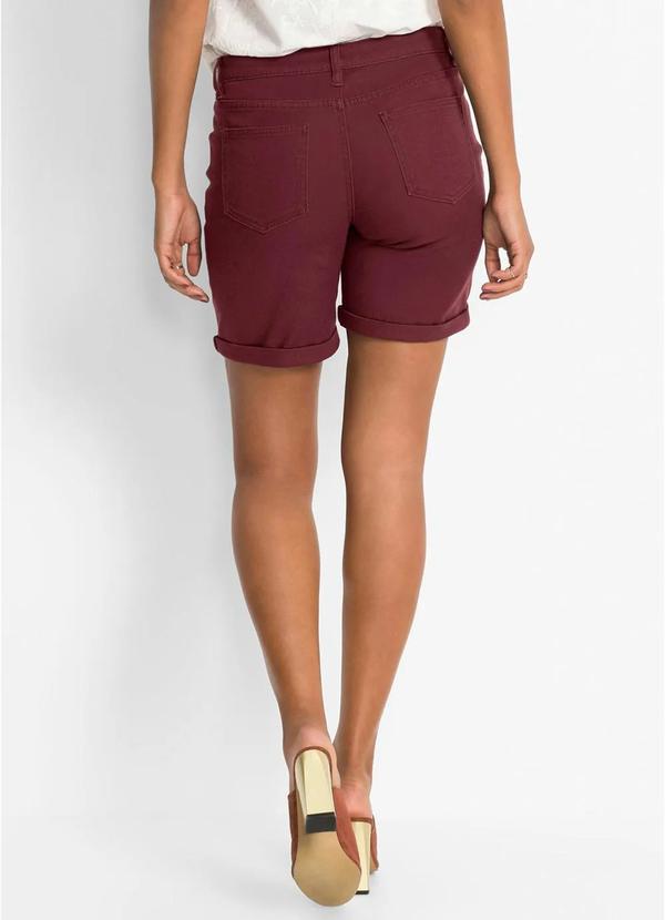 bonprix - Bermuda com Botões Frontais Stretch Bordô 2