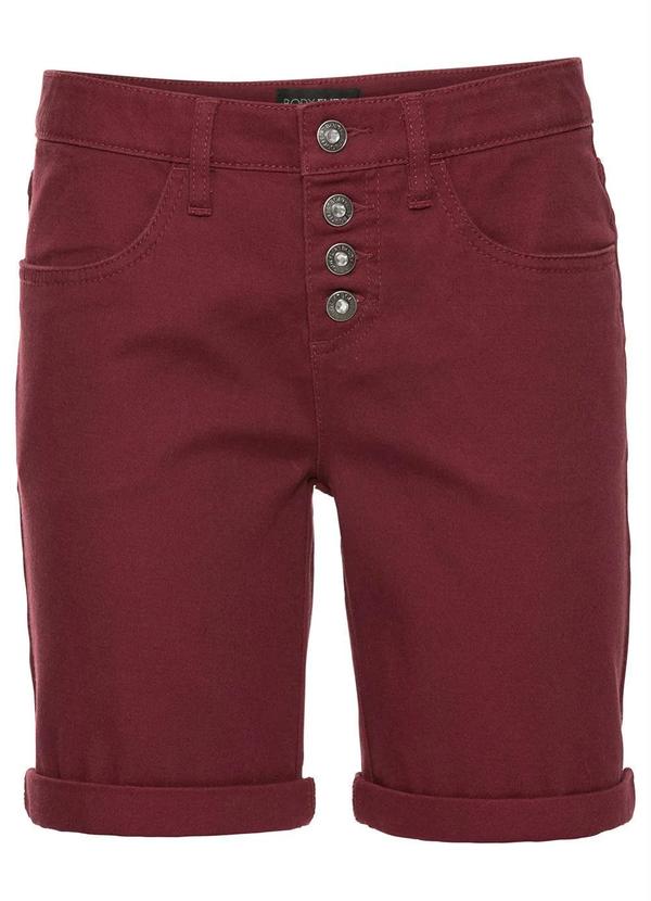 bonprix - Bermuda com Botões Frontais Stretch Bordô 4