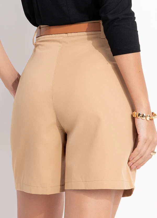 Quintess - Bermuda com Cinto em Algodão com Poliéster Cáqui 2