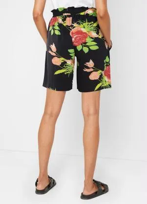 bonprix - Bermuda com Elástico Floral Dark - BONPRIX