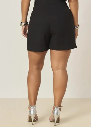 Elegance - Bermuda com Faixa e Passante Macrame Preto - ELEGANCE