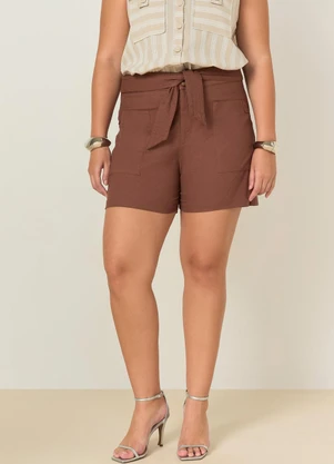 Elegance - Bermuda com Fio Contraste e Bolsos Marrom Choco - ELEGANCE