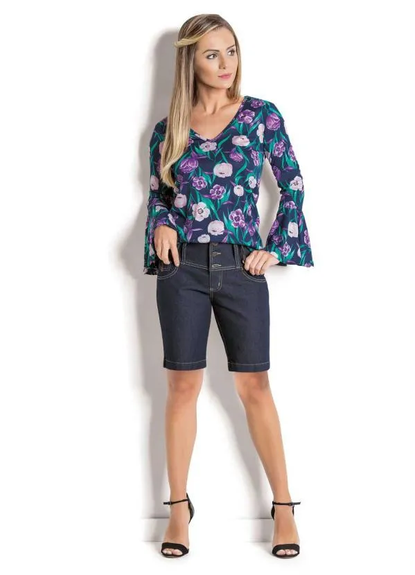 Rosalie - Bermuda Cós Largo Jeans Escuro 3