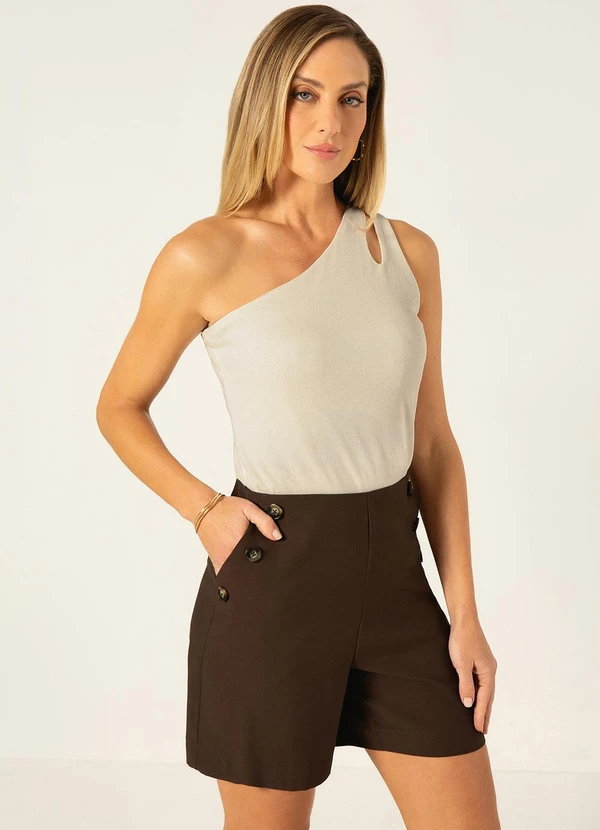 Principessa - Bermuda de Alfaiataria de Viscose Marrom Mariah 6