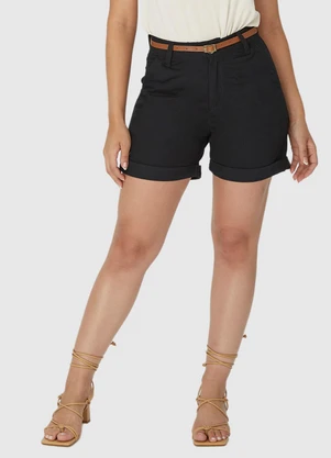 Malwee - Bermuda Feminina Alfaiataria em Sarja Preto - MALWEE