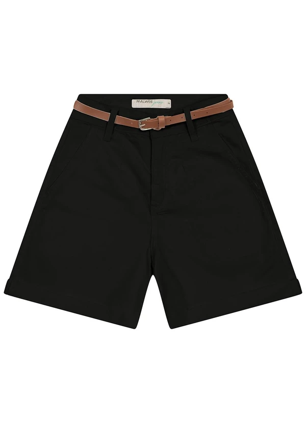 Malwee - Bermuda Feminina Alfaiataria em Sarja Preto 3