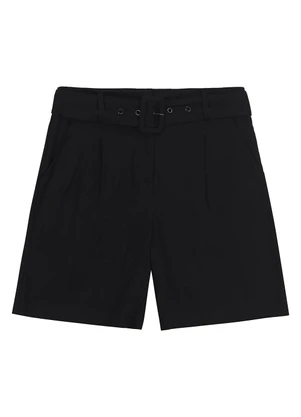 Malwee - Bermuda Feminina Alfaiataria em Viscolinho Preto - MALWEE