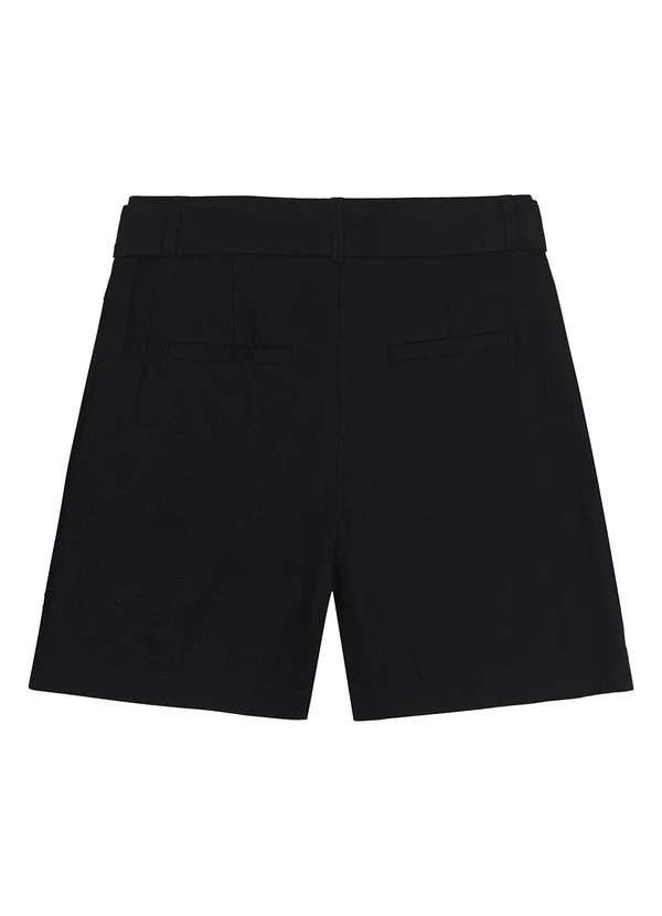 Malwee - Bermuda Feminina Alfaiataria em Viscolinho Preto 2