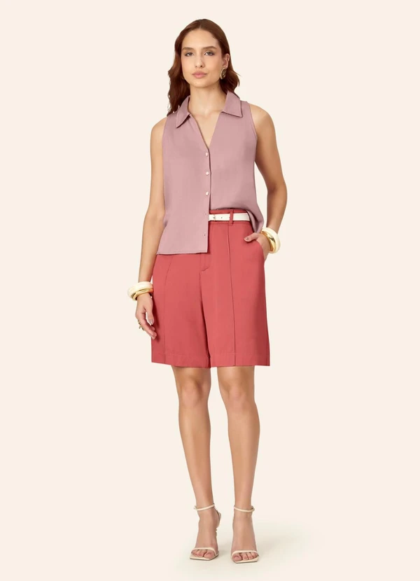 Endless - Bermuda Feminina Alfaiataria Viscose Laranja