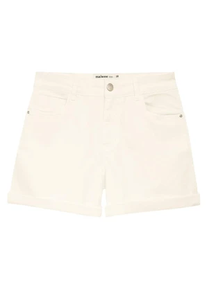 Malwee - Bermuda Feminina Comfort em Sarja Off White - MALWEE