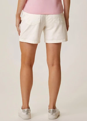 Malwee - Bermuda Feminina Comfort em Sarja Off White - MALWEE