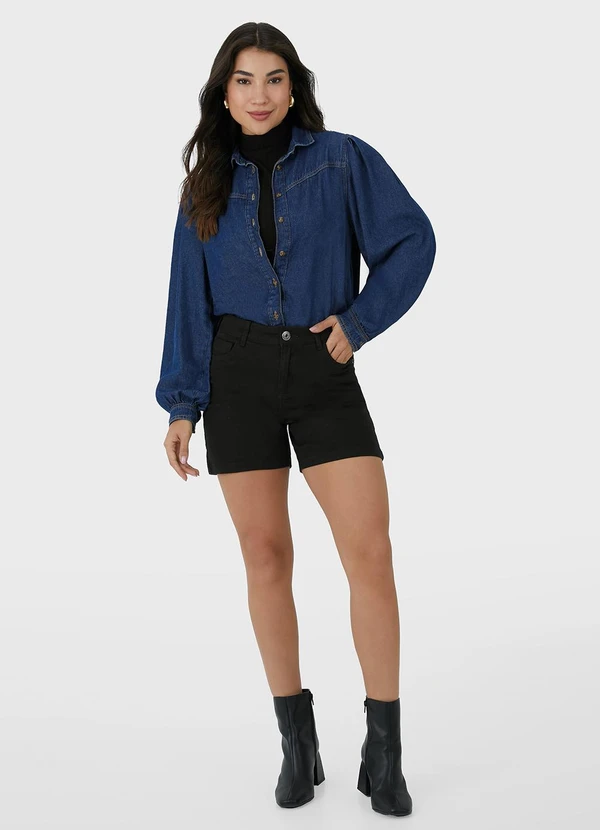 Malwee - Bermuda Feminina Comfort em Sarja Preto 2