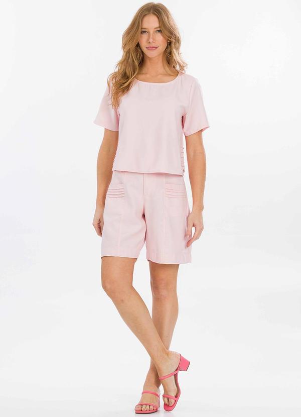 Rafree - Bermuda Feminina de Alfaiataria Rosa Bebê 3