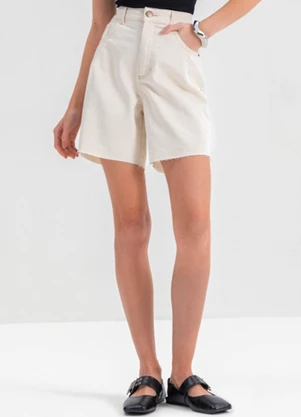 Essendi - Bermuda Feminina em Jeans  Branco - ESSENDI