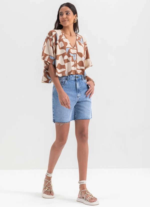 Essendi - Bermuda Feminina em Jeans Kripto Azul 3