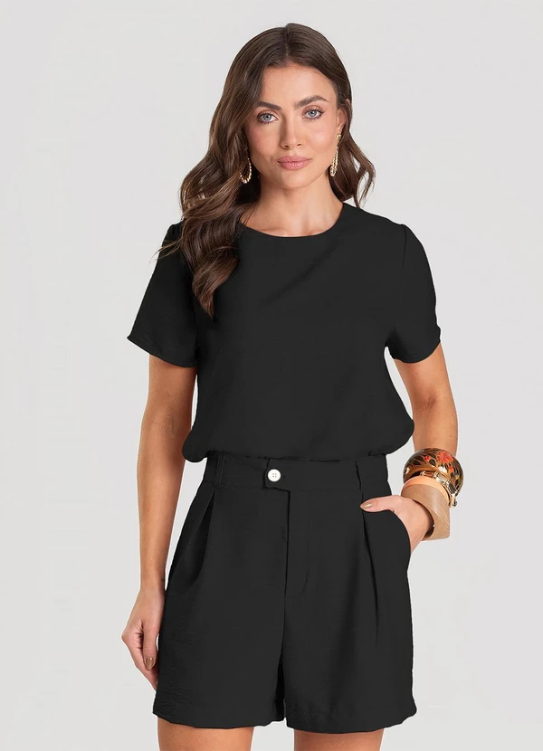 Dianna - Bermuda Feminina em Tecido Preto 4