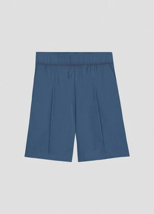 Cereja Rosa - Bermuda Feminina em Viscose Linho com Bolso Azul - CEREJA ROSA